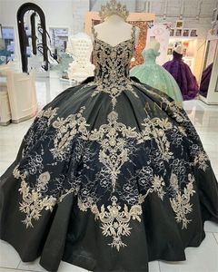 Princesse chérie robe de bal robe de Quinceanera pour les filles perlées or Appliques robes de fête d'anniversaire robes de bal à lacets dos