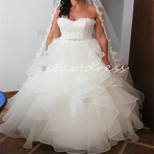 Prinses Gelaagde Organza Trouwjurk Bestemming Boho Strand Bruidsjurk Geliefde A-lijn Riem Met Kralen Landelijke Rustieke Bruidsjurken 2024 Robe De Mariage Novias