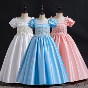 Princesse blanc rose bleu joyau de fille fille / robes de fête des robes de concours de fille de fille robes de fille de fleur filles jupes de tous les jours.