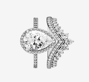Princess Wish WarDrop Ring Set Top Fashion 925 STERLING Silver Women Wedding Jewelry CZ Diamond Rings avec Original Box3003486