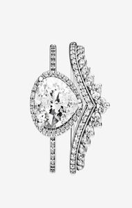 Princess Wish Teardrop Ring set Top Fashion 925 Sterling Silver Women Wedding Jewelry CZ Diamond RINGS avec Original box2849180