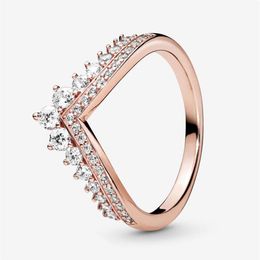 Princess Wishbone Ring Luxury Designer Jewelry pour Pandora 18K Rose gold Women Wedding RING avec Original logo box sets2689