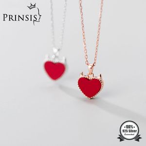Prinsis real 925 sterling zilveren mode zoete romantische rode hart ketting voor vrouwen bruiloft valentijnsdag sieraden DP019 Q0531