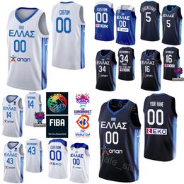 Afdrukken Giannis Antetokounmpo basketbalshirt Griekenland 0 THOMAS WALKUP 14 GEORGIOS PAPAGIANNIS 16 KOSTAS PAPANIKOLAOU 21 IOANNIS PAPAPETROU Wereldbekershirt 2023