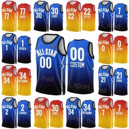 Imprimer 2023 AllStar Game Jerseys Basketball Stephen Curry 30 Luka Doncic 77 Ja Morant 12 Shai GilgeousAlexander 2 Klay Thompson 11 Russell Westbrook 0 Homme Femme Y