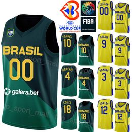Imprimer Coupe du monde 2023 Brésil Basketball GUI SANTOS Jersey Brasil 9 Marcelinho HUERTAS 8 Vitor BENITE 6 CRISTIANO FELICIO 19 Leandro Barbosa