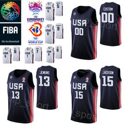 Afdrukken WK 2023 Amerikaans basketbal Anthony Edwards Jersey Austin Reaves Brandon Ingram Mikal Bridges Bobby Portis 24 Walker Kessler 2 Cameron John Jalen