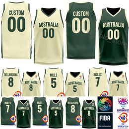 Imprimer Australie Coupe du monde de basket-ball 2023 3 JOSH GIDDEY Jersey 15 NICK KAY 12 Xavier Cooks 7 Joe Ingles 11 DANTE EXUM 5 Patty Mills 6 Josh Green 2 Matisse Thybulle Shirt