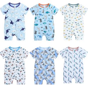 Drucken Baby Jungen Kleidung Strampler Neugeborenen Sommer Baumwolle Body Kinder Kleidung Kurzarm pijama 210413