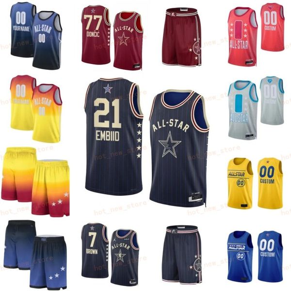 Imprimer Basketball 2024 All-Star LaMelo Ball Jerseys 1 Jrue Holiday 4 Zion 1 Franz Wagner 22 Jalen Brunson 11 Julius Randle 30 Mikal Bridges Derrick White Enfants Femmes Hommes