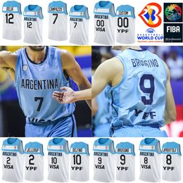 Print Basketball Argentine 4 Luis SCOLA Jersey 29 Patricio GARINO 14 Gabriel DECK 7 Facundo Campazzo 5 Manu Ginobili 9 Nicolas Brussino Coupe du Monde 2023 Bleu Blanc