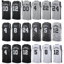 Afdrukken Basketbal Derrick White Jersey 4 Dejounte Murray 5 Demar Derozan 10 Lamarcus Aldridge 12 Lonnie Walker IV 1 Team City Earned Edition