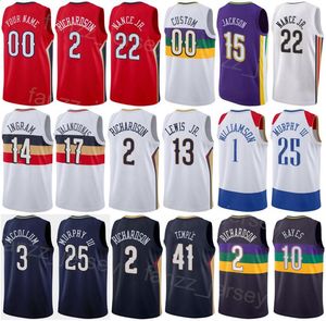 Printbasketbal verdiende Josh Richardson Jersey 2 Brandon Ingram 14 Jonas Valanciunas 17 Herbert Jones 5 Larry Nance Jr 22 Trey Murphy III 25 Garrett Temple 41 Mannen Kids