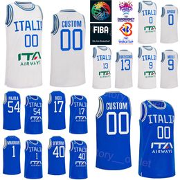 Afdrukken Basketbal Italië 18 MATTEO SPAGNOLO Jersey 30 Guglielmo CARUSO 54 ALESSANDRO PAJOLA 70 LUIGI DATOME 40 LUCA SEVERINI 1 Nico MANNION Italia Wereldbeker 2023 Heren