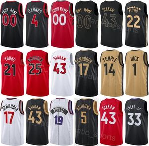 Afdrukken Basketbal Heren Jeugd Jakob Poeltl Jersey 19 City Gary Trent Jr 33 Gradey Dick 1 Dennis Schroder 17 Pascal Siakam 43 Scottie Barnes 4 Team For Sport Fans Stripe