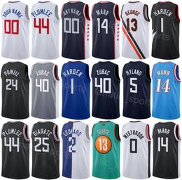 Afdrukken Basketbal Heren Jeugd Terance Mann Jersey 14 City Mason Plumlee 44 Kawhi Leonard 2 Paul George 13 Ivica Zubac 40 Moussa Diabate 25 James Harden 1 Team Puur Katoen