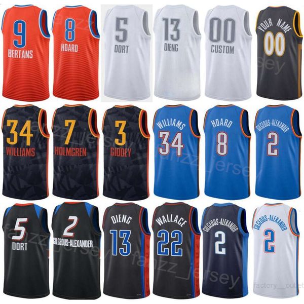 Imprimer Basketball Ousmane Dieng Jerseys 13 City Vasilije Micic 29 Kenrich Williams 34 Davis Bertans 9 Jaylin Williams 6 Isaiah Joe 11 Sport Numéro de nom personnalisé Hommes Enfants