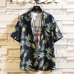 Imprimer marque 2021 été hommes plage chemise mode manches courtes florale chemises décontractées amples grande taille asiatique M-4XL 5XL Hawaiian211o
