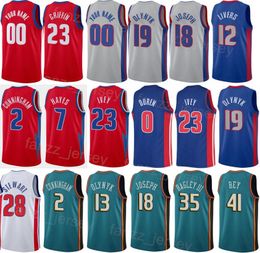 Print City Classic Basketball Edition Cade Cunningham Jersey 2 Jaden Ivey 23 Killian Hayes 7 Saddiq Bey 41 Cory Joseph 18 Hamidou Diallo 6 Aangepaste naam nummer Man Kids