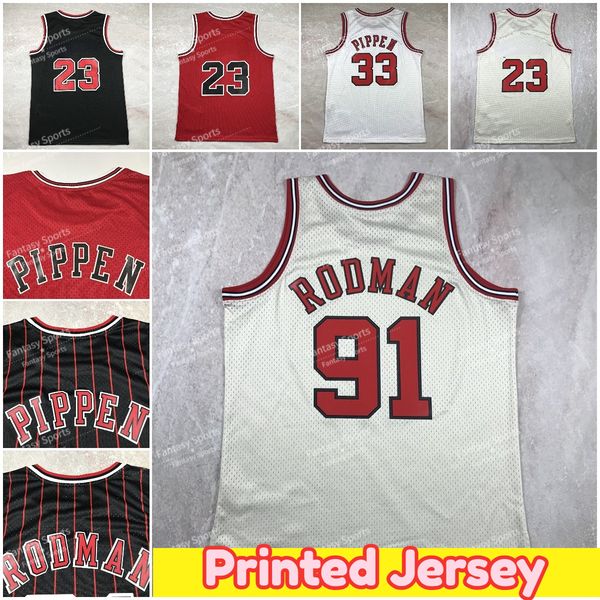 Imprimir clássico retro basquete jerseys 23 Michael 45 Red 91 Dennis Rodman 33 Scottie Pippen Mens versão impressa jersey prensagem quente não costurado 1996-97