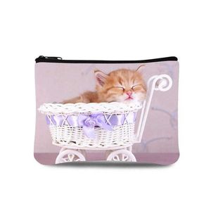 Porte-monnaie imprimé portefeuille sac Animal fermeture éclair Mini chat chien sac à main pour enfants Bolsa De Moeda pochette pour pièces Monedero Gato