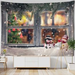 Día de impresión Tapices decorativos Tapestrería de Navidad sala de estar de la sala de estar cuelgante de la pared decoración del hogar la alfombra del hogar para navidad año nuevo R0411