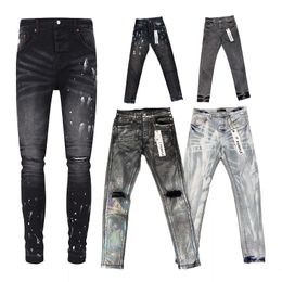 Print Designer Kledingstijl Designer Jeans Paarse Jeans Grijs Slim-fit broek Skinny motormode Gescheurde stiksels Gaten Slim-fit jeans het hele jaar door