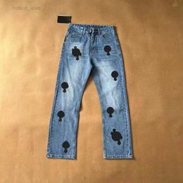 Print Designer Men Jeans cross-skin gewassen Jean Chromeheart met hoge taille liefhebbers chromees losse herwerkproces chroom 19 h90c
