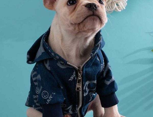 Imprimir Ropa para perros Moda Denim Sudaderas con capucha Gatos Perros Chaquetas de animales Al aire libre Casual Deporte Mascotas Abrigos Otoño