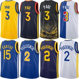 Print Draft Pick Basketball Stephen Curry Jersey 30 Chris Paul 3 Brandin Podziemski 2 Gui Santos 15 Klay Thompson 11 Draymond Green 23 Kevon Looney 5 Homme Femme Jeunesse