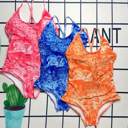 Imprimir famoso diseñador bikini Traje de baño de una pieza Push Up Traje de baño Mujeres Trajes de baño retro vintage Body Ropa de playa Monokini sin espalda