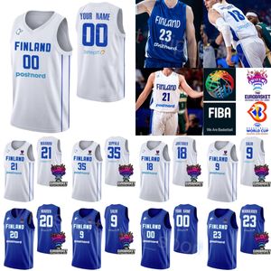 Imprimer Maillot de basket-ball Finlande Coupe du monde 2023 19 Elias Valtonen 1 Miro Little 20 Madsen 34 JACOB GRANDISON 35 Ilari Seppala 13 OLIVIER NKAMHOUA Couleur bleu blanc