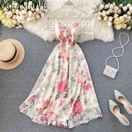 Imprimer Floral plage Style robe col en V taille haute Sexy Vestido bohème pansement élégant robes d'été femmes 14286 210415