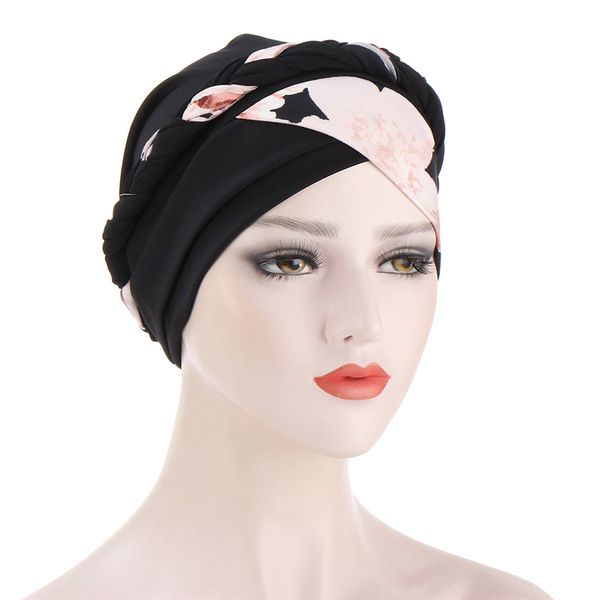 Gorro estampado estilo africano musulmán accesorios para el cabello turbante moda mujer pañuelos trenzados sombreros