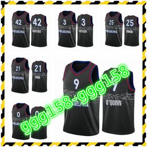 Print Hoge Kwaliteit Heren Dames Kids Ben Simmons 2020-21 Allen Iverson Josh Richardson City Black Custom Basketball Jersey