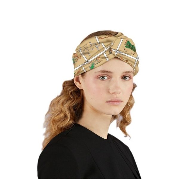 Foulard en soie de cheval imprimé Couvre-chef foulard de créateur femme bandeau croisé foulard en satin mode fille bandes de cheveux élastiques yoga sport bandeau accessoires de cheveux