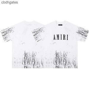 Print Letter Kort T-shirt Heren Spatten Mode Hals Designer Mouwen Kleding Vloeistof Hoge Inktversie Ronde Zomer heren t-shirt Amiirii Trend Z4f4