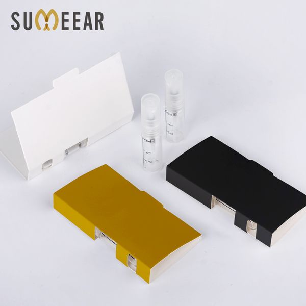 Flacon pulvérisateur rechargeable avec LOGO imprimé, 100 pièces/lot, échelle 3ml, parfum avec paquet de cartes en papier pour échantillon cadeau