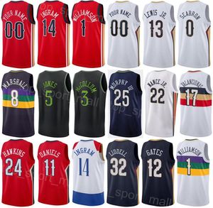 Imprimer Hommes Femmes City Basketball CJ McCollum Jersey 3 Zion 1 Brandon Ingram 14 Jonas Valanciunas 17 Herbert Jones 5 Daniels 11 Hawkins 24 gagné pour les fans de sport élevé