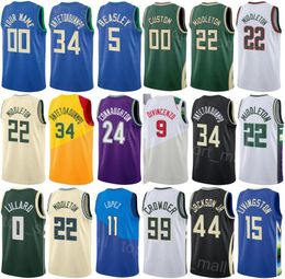 Afdrukken Heren Dames Stadsbasketbal Damian Lillard Jersey 0 Giannis Antetokounmpo 34 Khris Middleton 22 Jae Crowder 99 Malik Beasley 5 Brook Lopez 11 Earned Statement