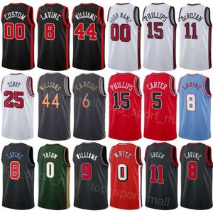 Afdrukken Heren Dames Stadsbasketbal DeMar DeRozan Jerseys 11 Zach LaVine 8 Coby White 0 Nikola Vucevic 9 Patrick Williams 44 Alex Caruso 6 Earned Classic Zwart Rood Wit