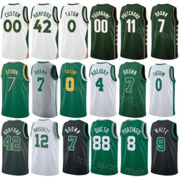 Imprimer Hommes Femmes City Basketball Jaylen Brown Jerseys 7 Jayson Tatum 0 Al Horford 42 Derrick White 9 Payton Pritchard 11 Kristaps Porzingis 8 gagné vert blanc noir