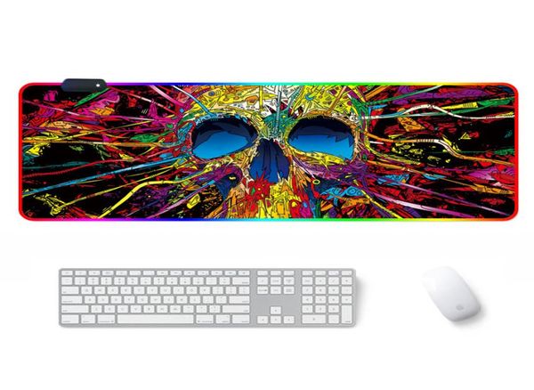 Imprima RGB Gaming Gaming Mouse Pad 7 Colores diferentes Cambio de almohadilla de mouse de mouse Extoblante LED extendido Teclado Musepad Mat3135036