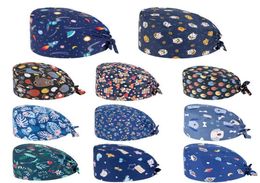 Imprimer un coton de coton Coton Capinon floral Bouffant Sanitary Catch avec bande dessinée en bande transportant infirmière infirmiable Caps coloré confortable2721478