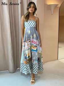 Print Spaghettibandjes Mouwloze Jurk Vrouwen Strand Hoge Taille Vakantie Jurken Vrouwelijke Zomer Mode Tube Top Chic Vestidos