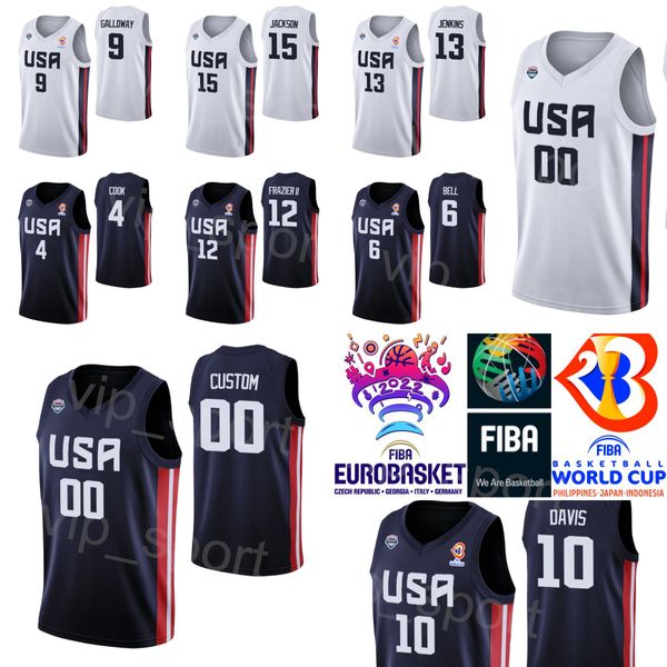 Imprimer Maillot de basket-ball des États-Unis Coupe du monde 2023 4 Quinn Cook 7 Cody Demps 6 Bell 9 Langston Galloway 12 Michael Frazier II 10 William Davis National