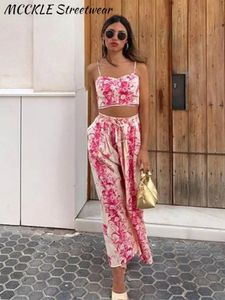 Print Womens Set Summer Sexy Strap Crop Top High Taist Jirts Suits Elegant Vacation Skirt Beach 2 Piece Pièces pour femelle 240411