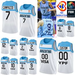 Afdrukken Wereldbeker 2023 Argentinië Basketbal 9 Nicolas Brussino Jersey Nationaal team 10 Carlos Delfino 8 Nicolas Laprovittola 12 Marcos DELIA 2 Maximo Fjellerup Sport