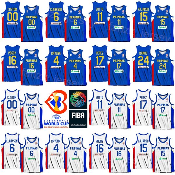 Imprimir Copa del Mundo 2023 Baloncesto Filipinas 6 CLARKSON Jersey Selección Nacional 24 Dwight RAMOS 15 Junio Mar FAJARDO 34 ARIEL JOHN EDU 16 ROGER POGOY JAMIE JAMES MALONZO