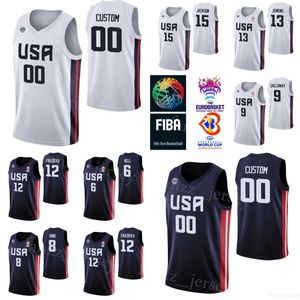 Bedrukte World Cup US Basketball 7 Cody Demps Jerseys National Team Bell Langston Galloway Michael Frazier II Justin Jackson George King DaQuan Jeffries Quinn Cook